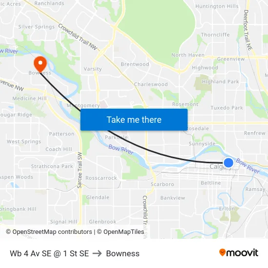 Wb 4 Av SE @ 1 St SE to Bowness map