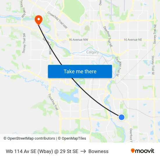 Wb 114 Av SE (Wbay) @ 29 St SE to Bowness map