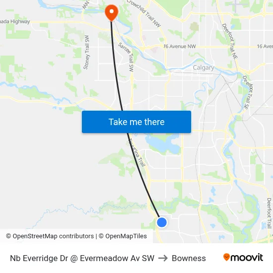 Nb  Everridge Dr @ Evermeadow Av SW to Bowness map