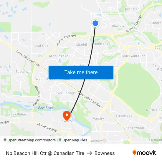 Nb Beacon Hill Ctr @ Canadian Tire to Bowness map