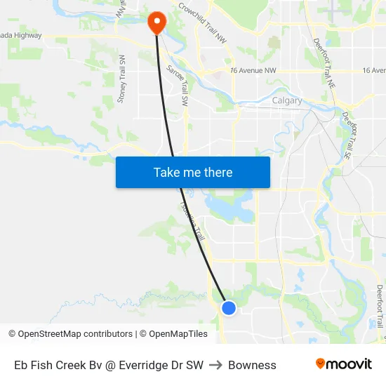 Eb  Fish Creek  Bv @ Everridge Dr SW to Bowness map