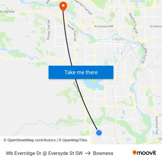 Wb  Everridge Dr @ Eversyde St SW to Bowness map