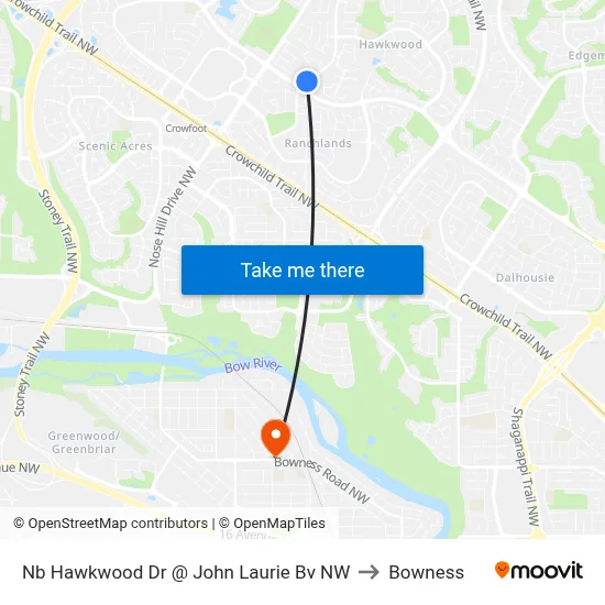 Nb Hawkwood Dr @ John Laurie Bv NW to Bowness map