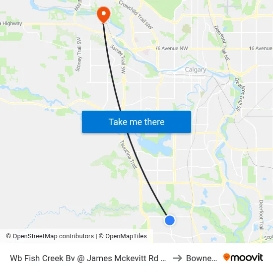 Wb Fish Creek Bv @ James Mckevitt  Rd SW to Bowness map