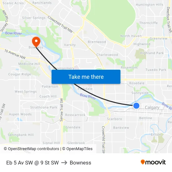 Eb 5 Av SW @ 9 St SW to Bowness map