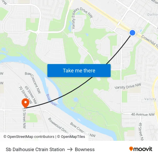 Sb Dalhousie Ctrain Station to Bowness map