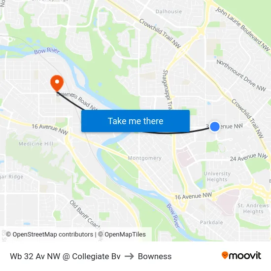 Wb 32 Av NW @ Collegiate Bv to Bowness map