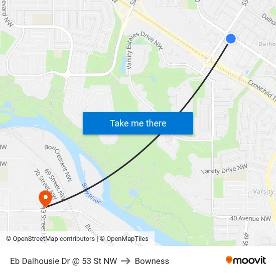 Eb Dalhousie Dr @ 53 St NW to Bowness map