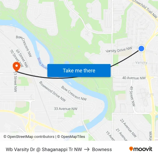 Wb Varsity Dr @ Shaganappi Tr NW to Bowness map