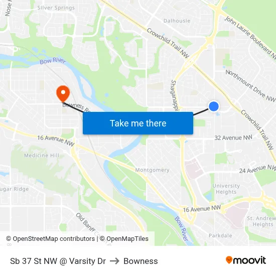 Sb 37 St NW @ Varsity Dr to Bowness map