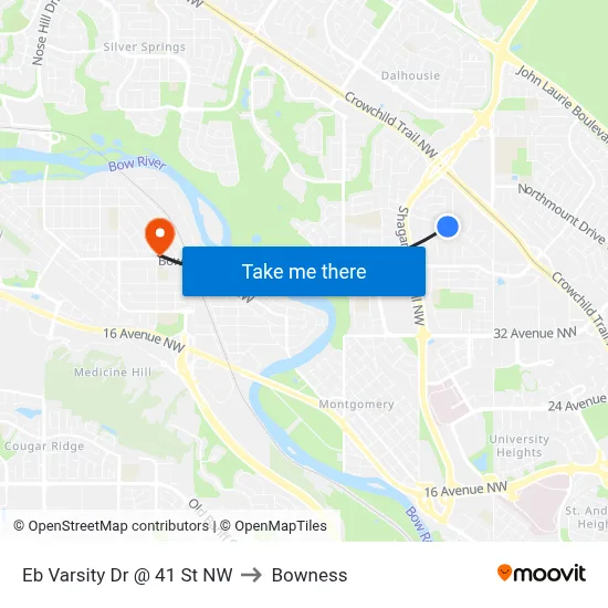 Eb Varsity Dr @ 41 St NW to Bowness map