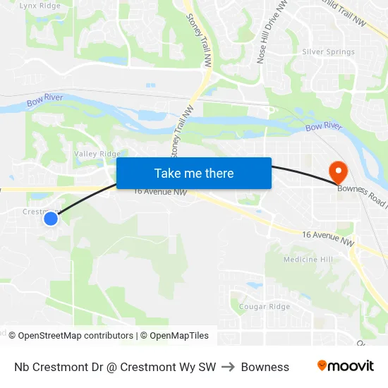 Nb Crestmont  Dr @ Crestmont Wy SW to Bowness map