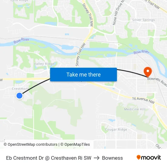 Eb Crestmont Dr @ Cresthaven Ri SW to Bowness map