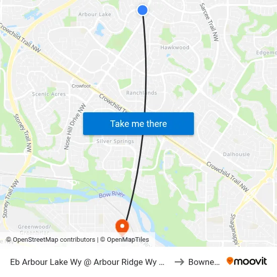 Eb Arbour Lake Wy @ Arbour Ridge Wy NW to Bowness map