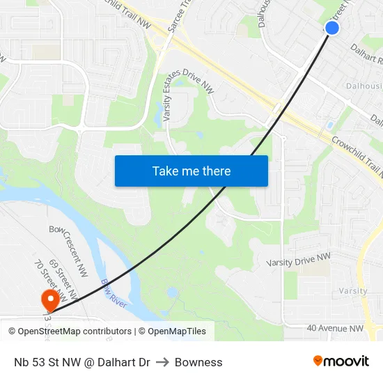 Nb 53 St NW @ Dalhart Dr to Bowness map