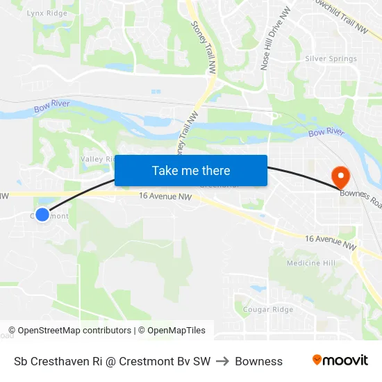 Sb Cresthaven Ri @ Crestmont Bv SW to Bowness map