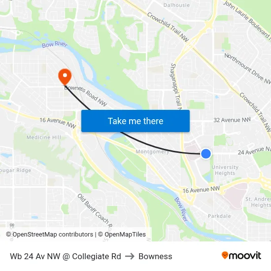 Wb 24 Av NW @ Collegiate Rd to Bowness map