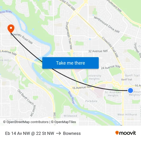 Eb 14 Av NW @ 22 St NW to Bowness map