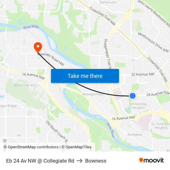 Eb 24 Av NW @ Collegiate Rd to Bowness map