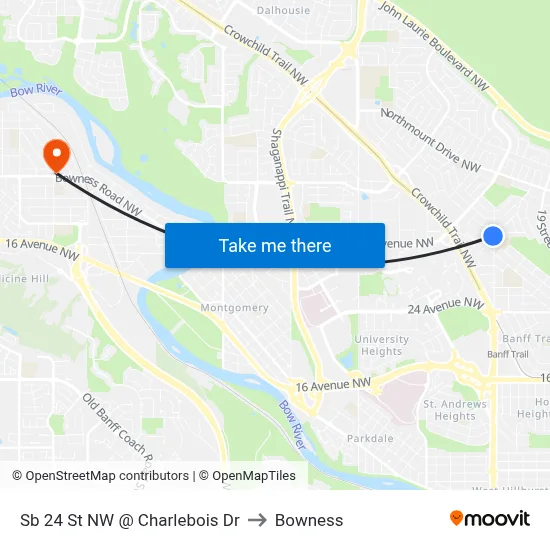 Sb 24 St NW @ Charlebois Dr to Bowness map