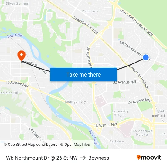 Wb Northmount Dr @ 26 St NW to Bowness map