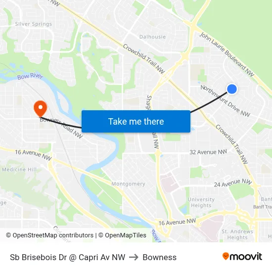 Sb Brisebois Dr @ Capri Av NW to Bowness map