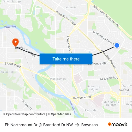 Eb Northmount Dr @ Brantford Dr NW to Bowness map