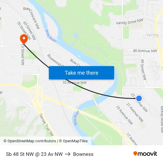 Sb 48 St NW @ 23 Av NW to Bowness map