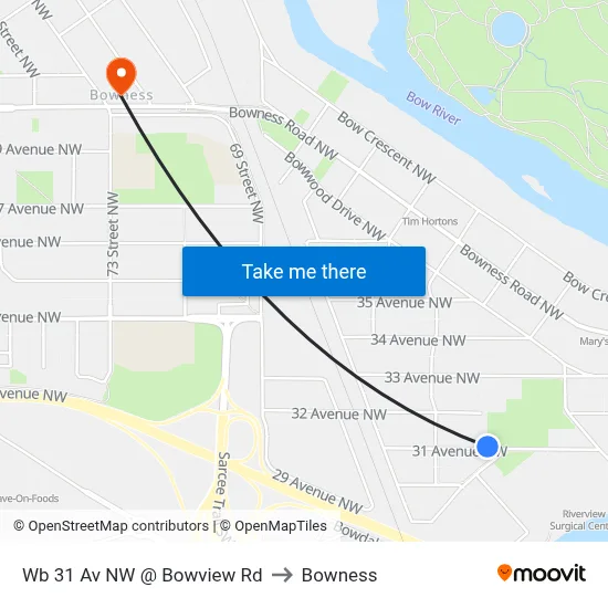 Wb 31 Av NW @ Bowview Rd to Bowness map