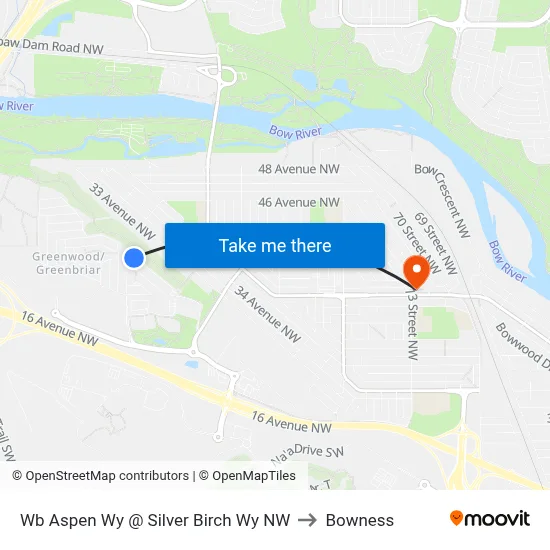 Wb Aspen Wy @ Silver Birch Wy NW to Bowness map