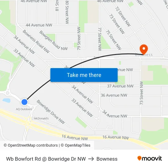 Wb Bowfort Rd @ Bowridge Dr NW to Bowness map
