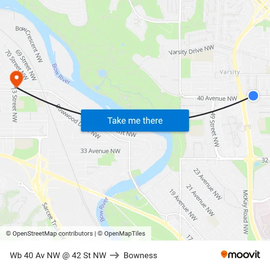 Wb 40 Av NW @ 42 St NW to Bowness map