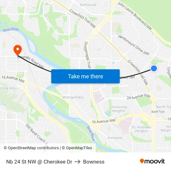 Nb 24 St NW @ Cherokee Dr to Bowness map