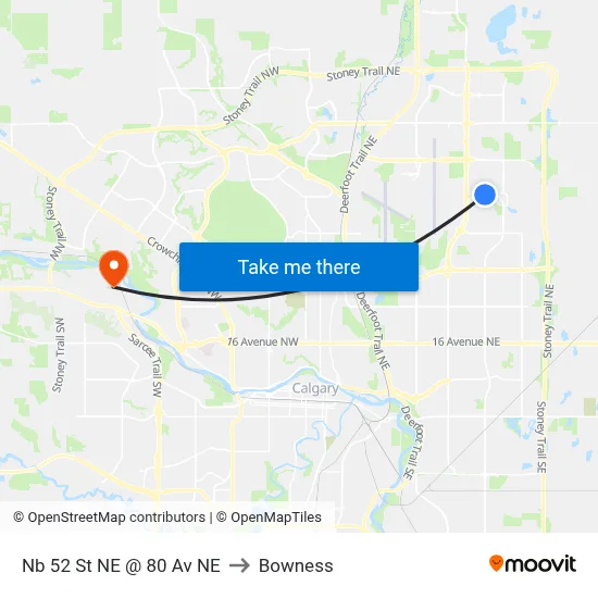 Nb 52 St NE @ 80 Av NE to Bowness map