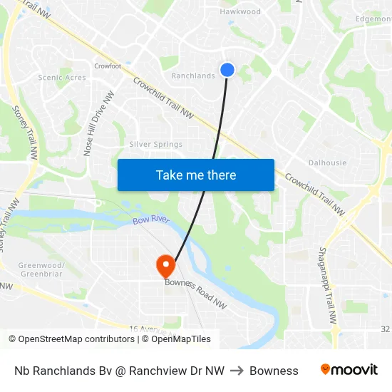 Nb Ranchlands Bv @ Ranchview Dr NW to Bowness map