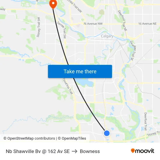 Nb Shawville Bv @ 162 Av SE to Bowness map