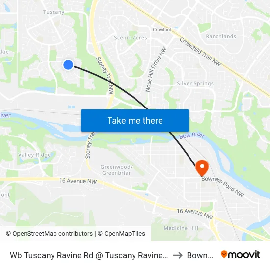 Wb Tuscany Ravine Rd @ Tuscany Ravine Tc NW to Bowness map