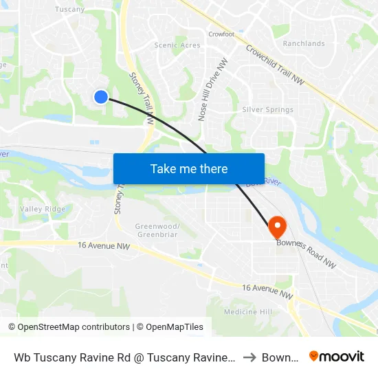 Wb Tuscany Ravine Rd @ Tuscany Ravine Co NW to Bowness map
