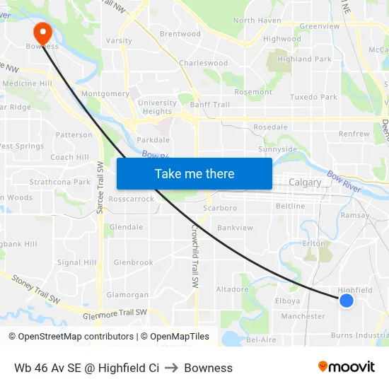 Wb 46 Av SE @ Highfield Ci to Bowness map