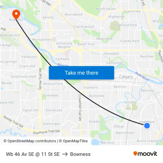 Wb 46 Av SE @ 11 St SE to Bowness map