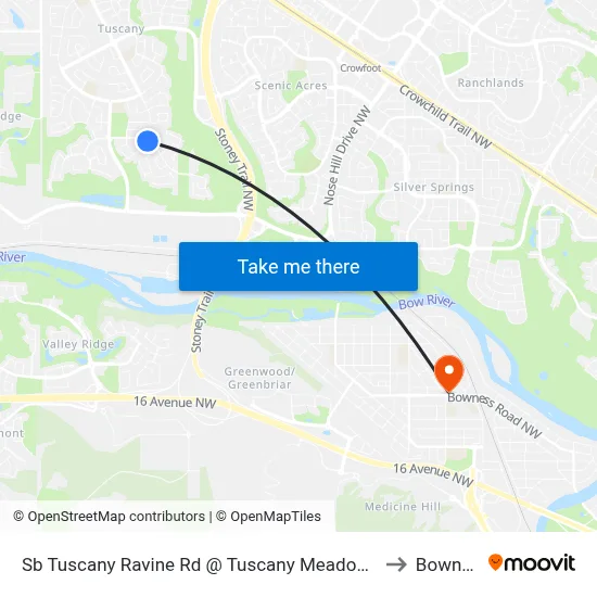 Sb Tuscany Ravine Rd @ Tuscany Meadows Dr NW to Bowness map