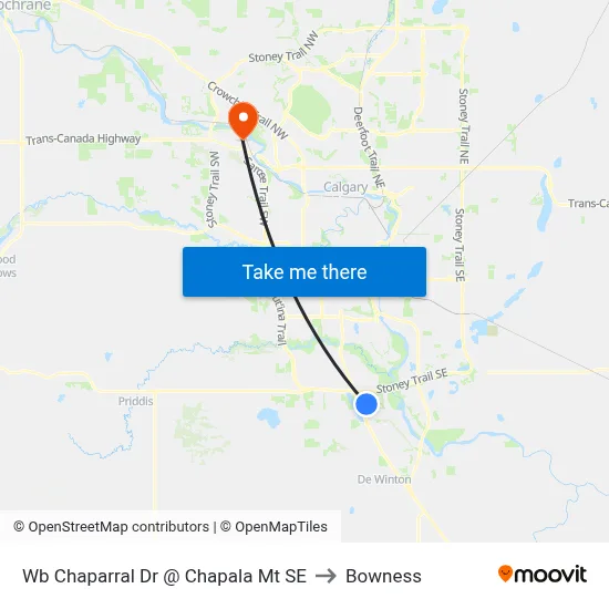 Wb Chaparral Dr @ Chapala Mt SE to Bowness map