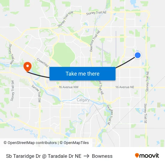 Sb Tararidge Dr @ Taradale Dr NE to Bowness map