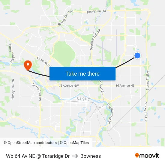 Wb 64 Av NE @ Tararidge Dr to Bowness map