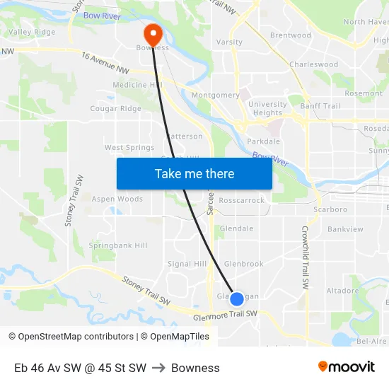 Eb 46 Av SW @ 45 St SW to Bowness map