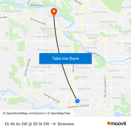 Eb 46 Av SW @ 50 St SW to Bowness map