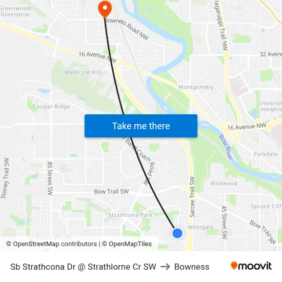 Sb Strathcona Dr @ Strathlorne Cr SW to Bowness map
