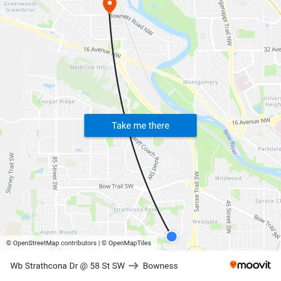 Wb Strathcona Dr @ 58 St SW to Bowness map