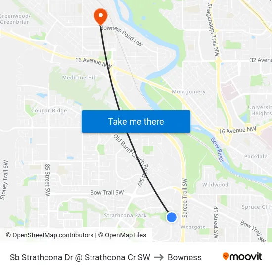 Sb Strathcona Dr @ Strathcona Cr SW to Bowness map