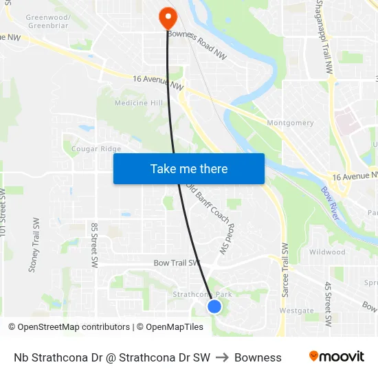 Nb Strathcona Dr @ Strathcona Dr SW to Bowness map